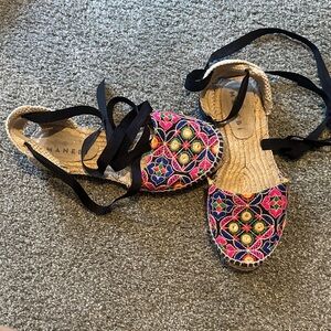 Colorful Espadrille Flats with Ribbon Ties